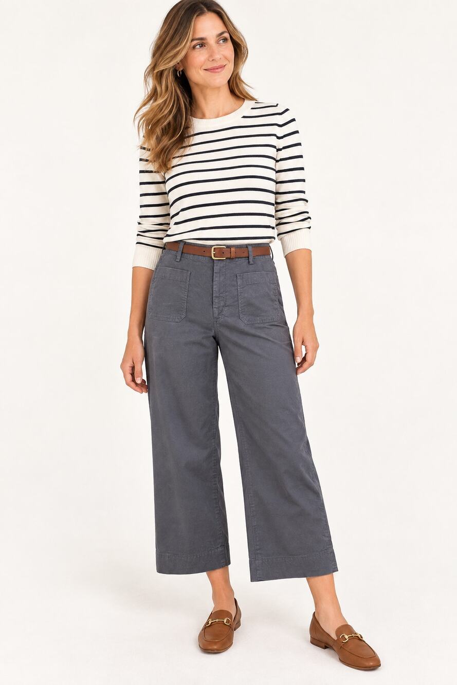 J.Crew Factory Black High Rise Patch Pocket Cropped Wide Leg Pants Size 32